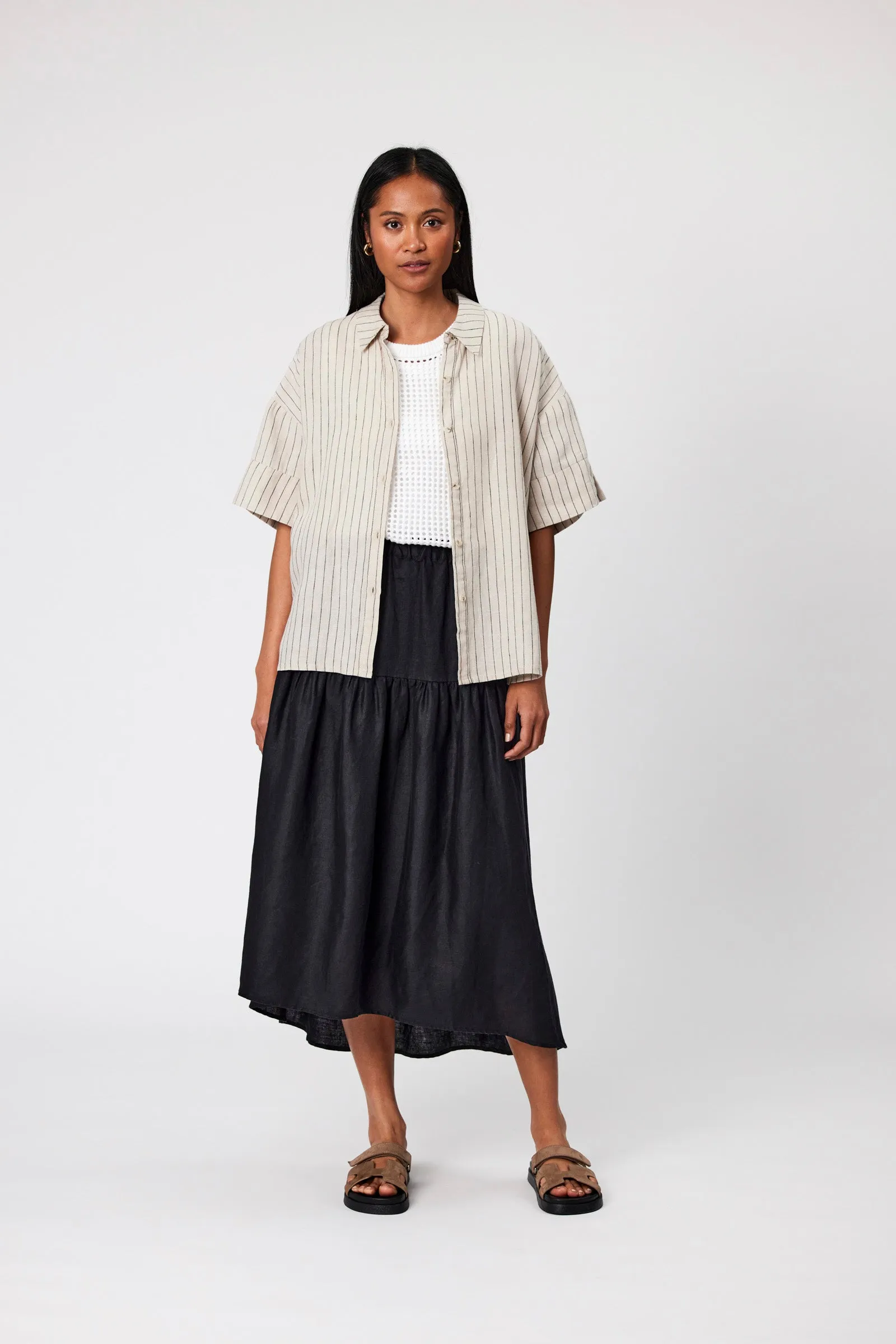 Jet Set Linen Shirt - Natural Stripe