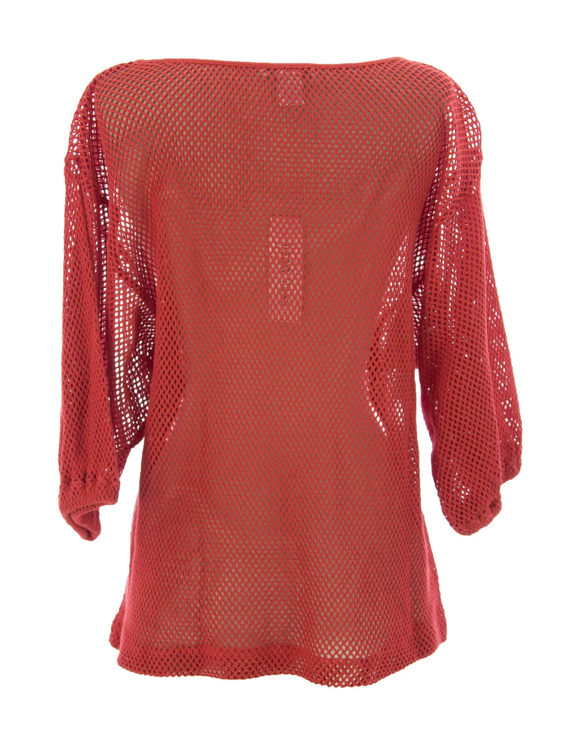 Joan Vass Women's 3/4 Sleeve Mesh Pullover Fresco