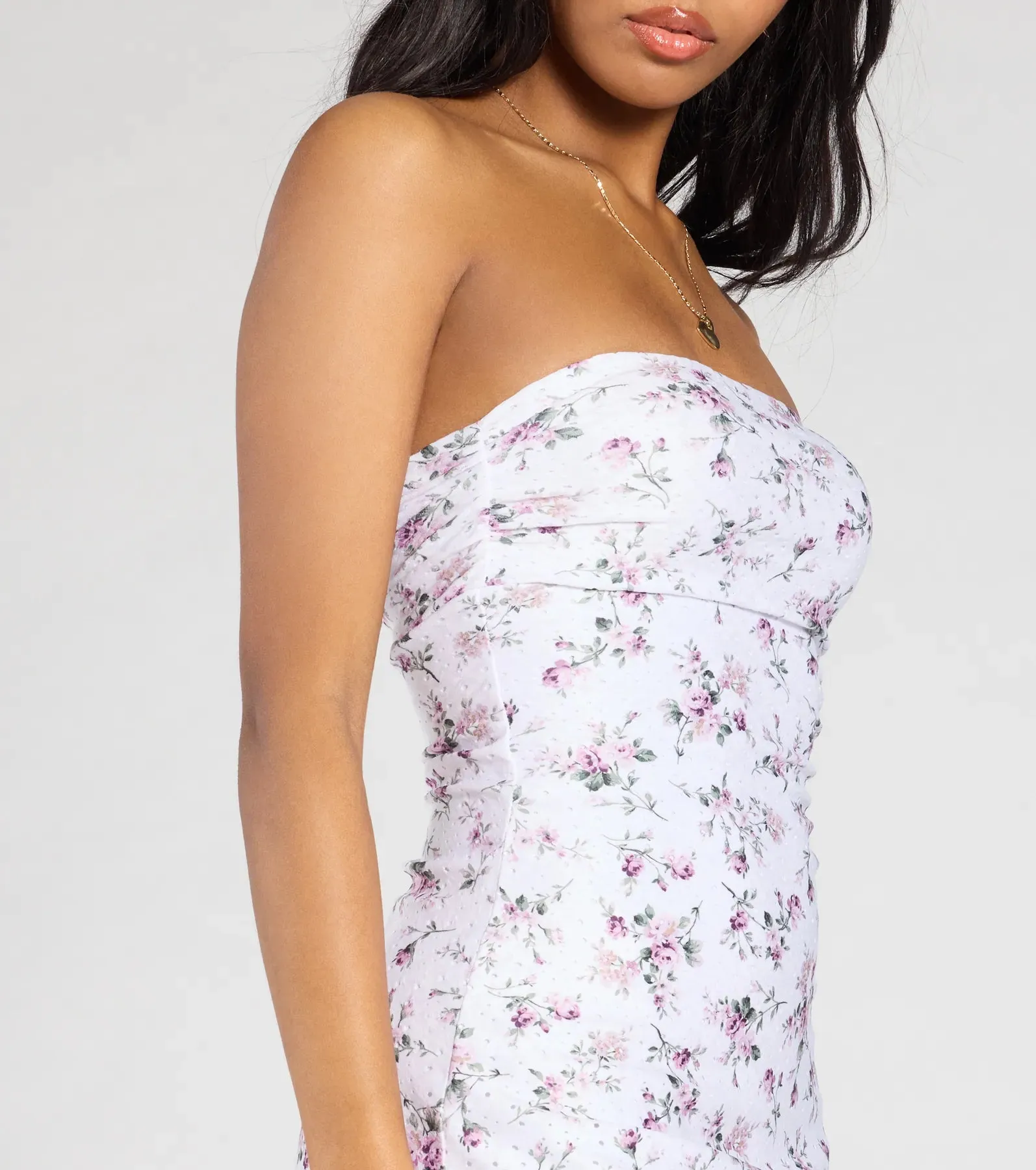 Just For Fun Strapless Floral A-Line Mini Dress