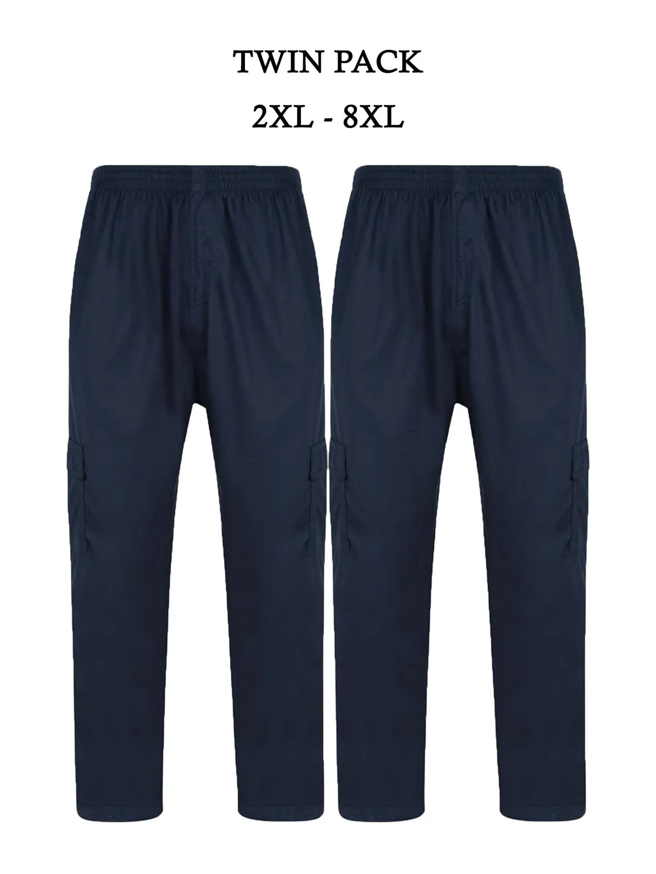 Kam Men's Big & Tall Fit Twin Pack Light Wait Jogging Bottoms (KBS232) 2XL-8XL, 3 Colours