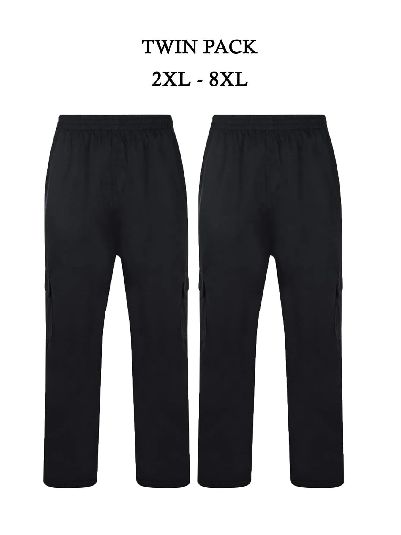 Kam Men's Big & Tall Fit Twin Pack Light Wait Jogging Bottoms (KBS232) 2XL-8XL, 3 Colours