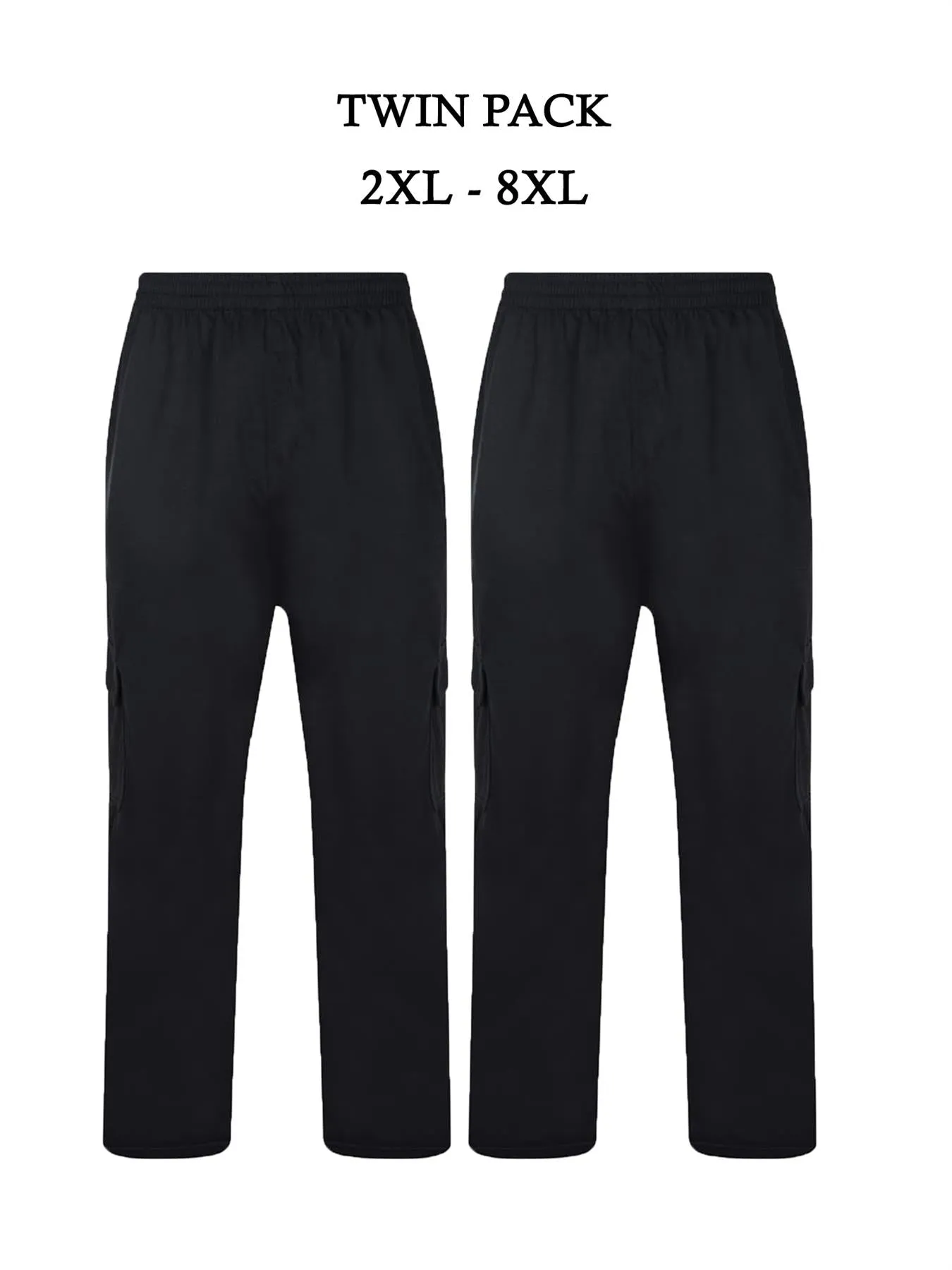 Kam Men's Big & Tall Fit Twin Pack Light Wait Jogging Bottoms (KBS232) 2XL-8XL, 3 Colours