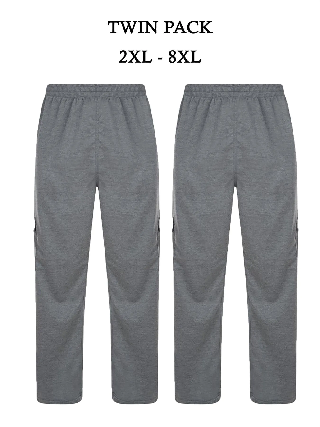 Kam Men's Big & Tall Fit Twin Pack Light Wait Jogging Bottoms (KBS232) 2XL-8XL, 3 Colours