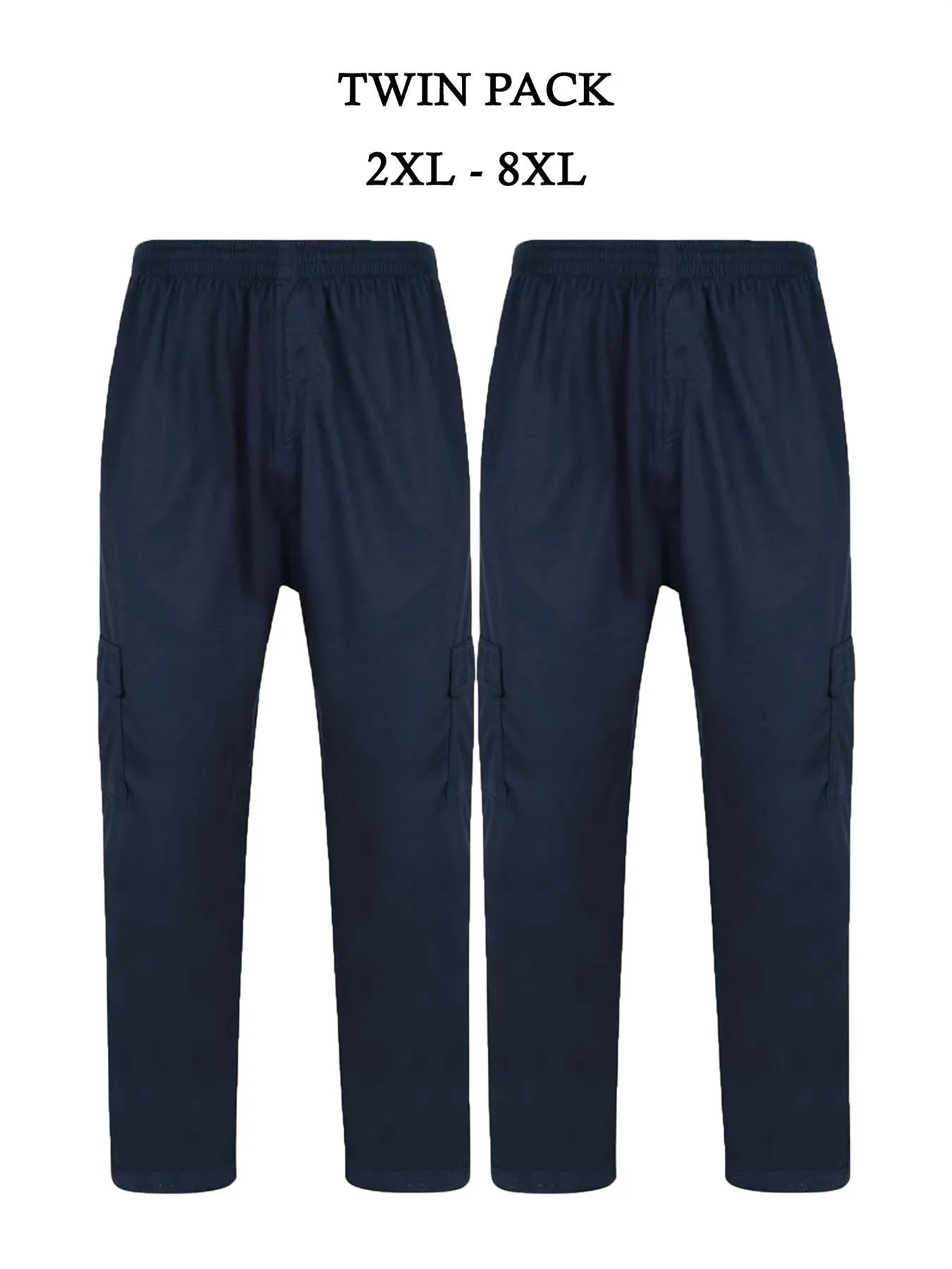Kam Men's Big & Tall Fit Twin Pack Light Wait Jogging Bottoms (KBS232) 2XL-8XL, 3 Colours