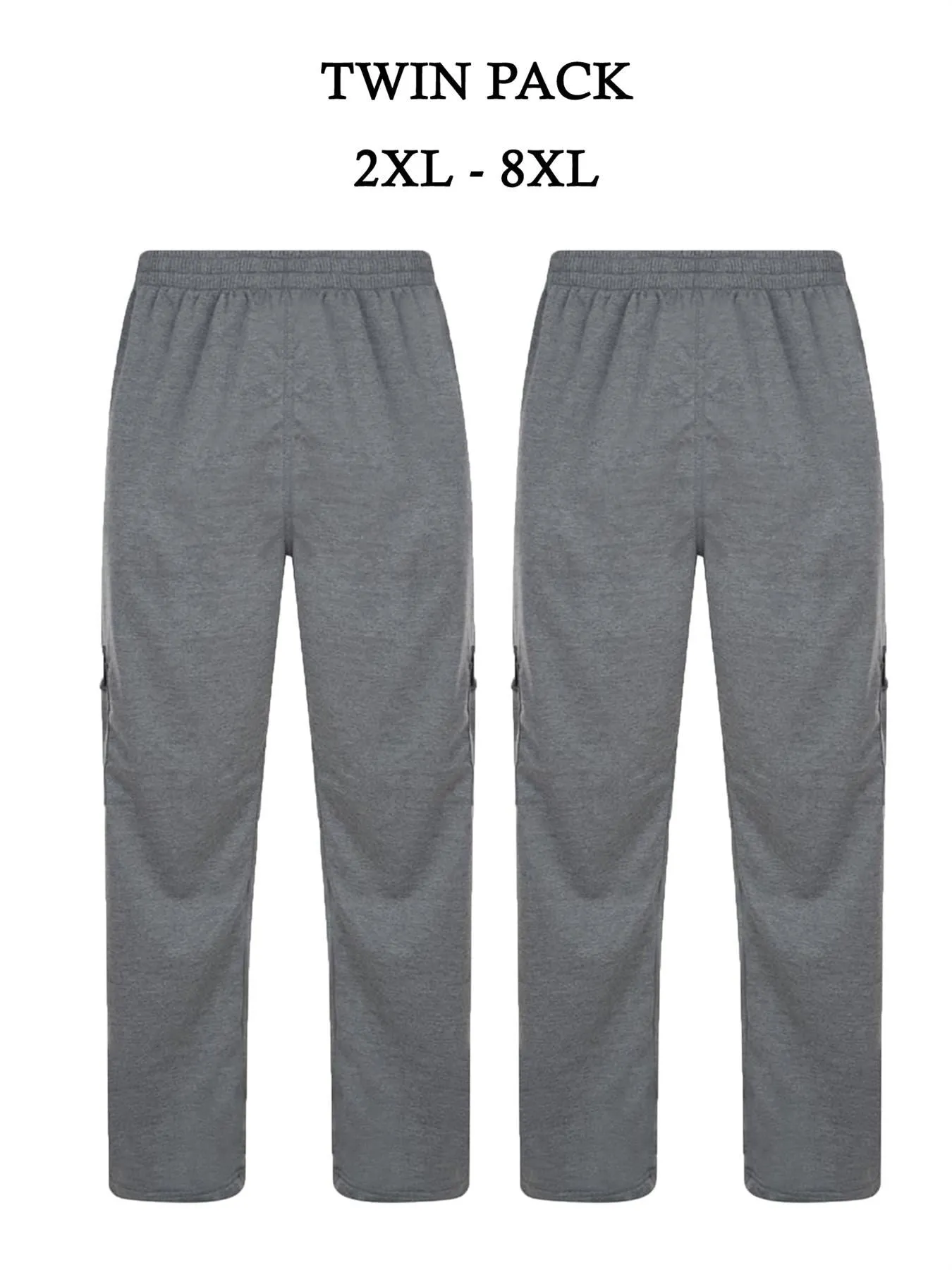 Kam Men's Big & Tall Fit Twin Pack Light Wait Jogging Bottoms (KBS232) 2XL-8XL, 3 Colours