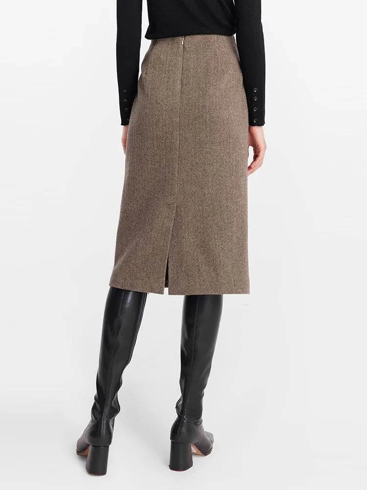Knee-Length Washable Wool Skirt