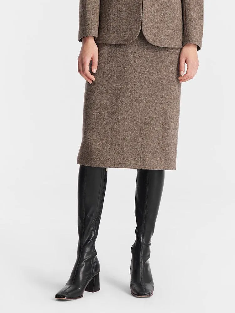 Knee-Length Washable Wool Skirt