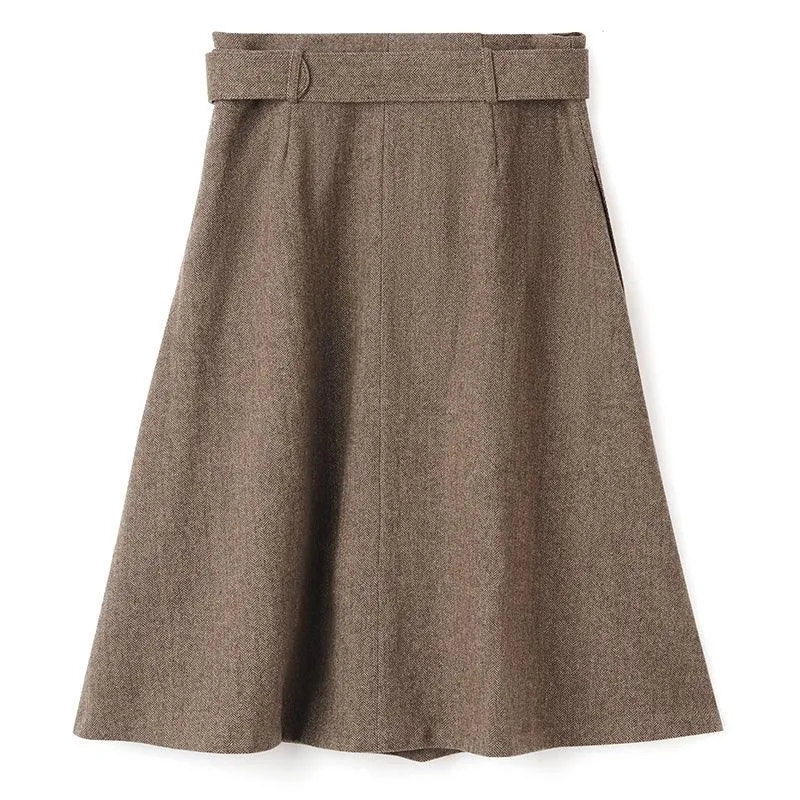 Knee-Length Washable Woollen Skirt