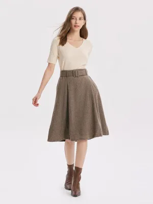 Knee-Length Washable Woollen Skirt