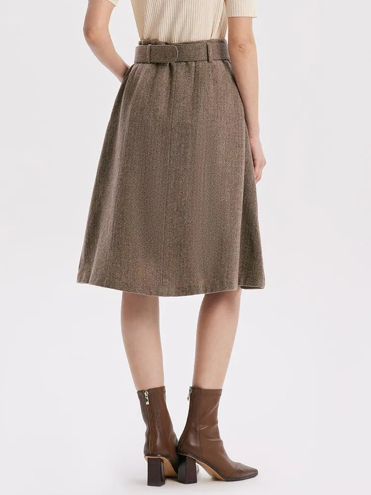 Knee-Length Washable Woollen Skirt