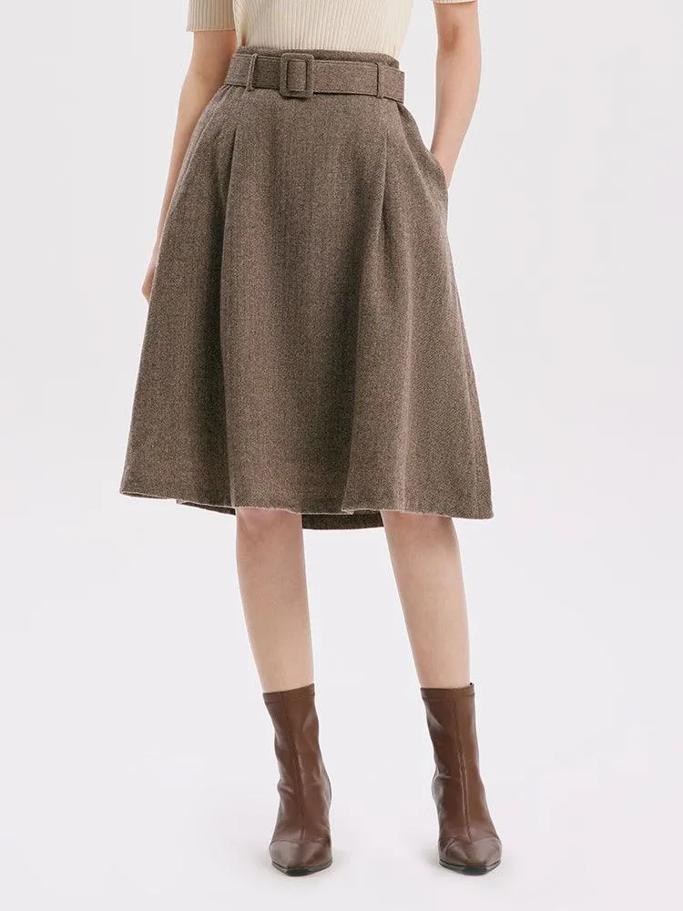 Knee-Length Washable Woollen Skirt