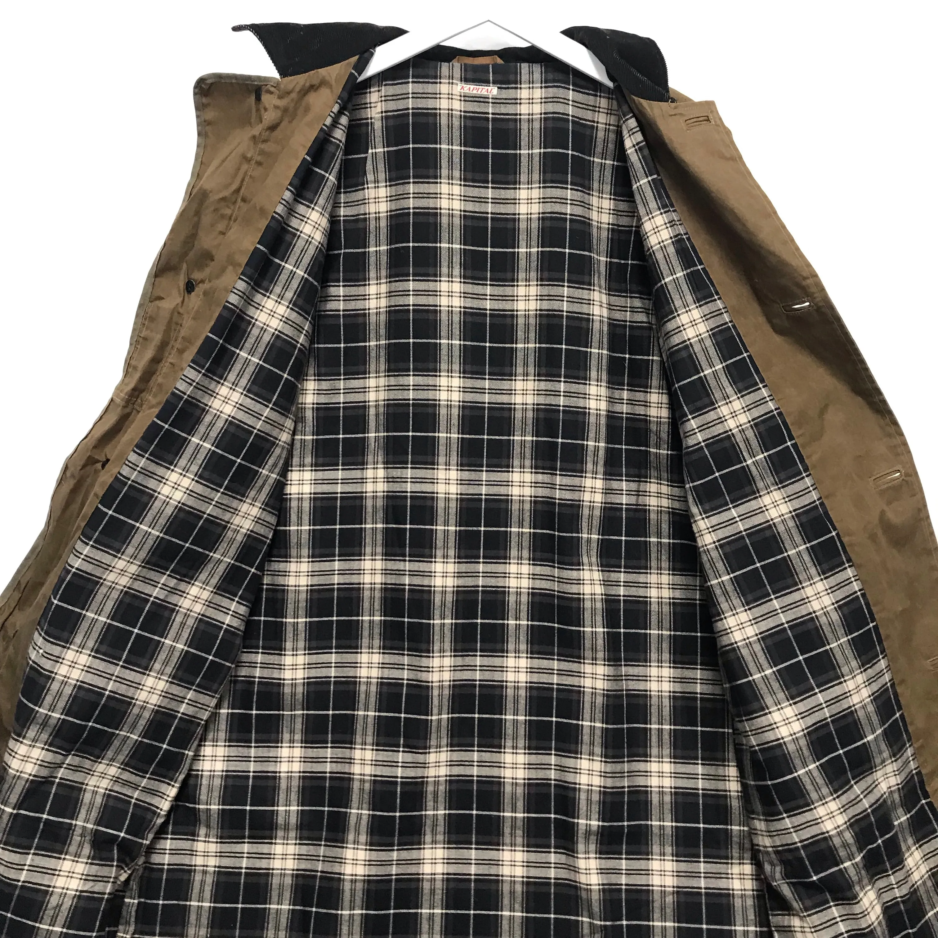 [L] Kapital Waxed Cotton Long Coat Brown