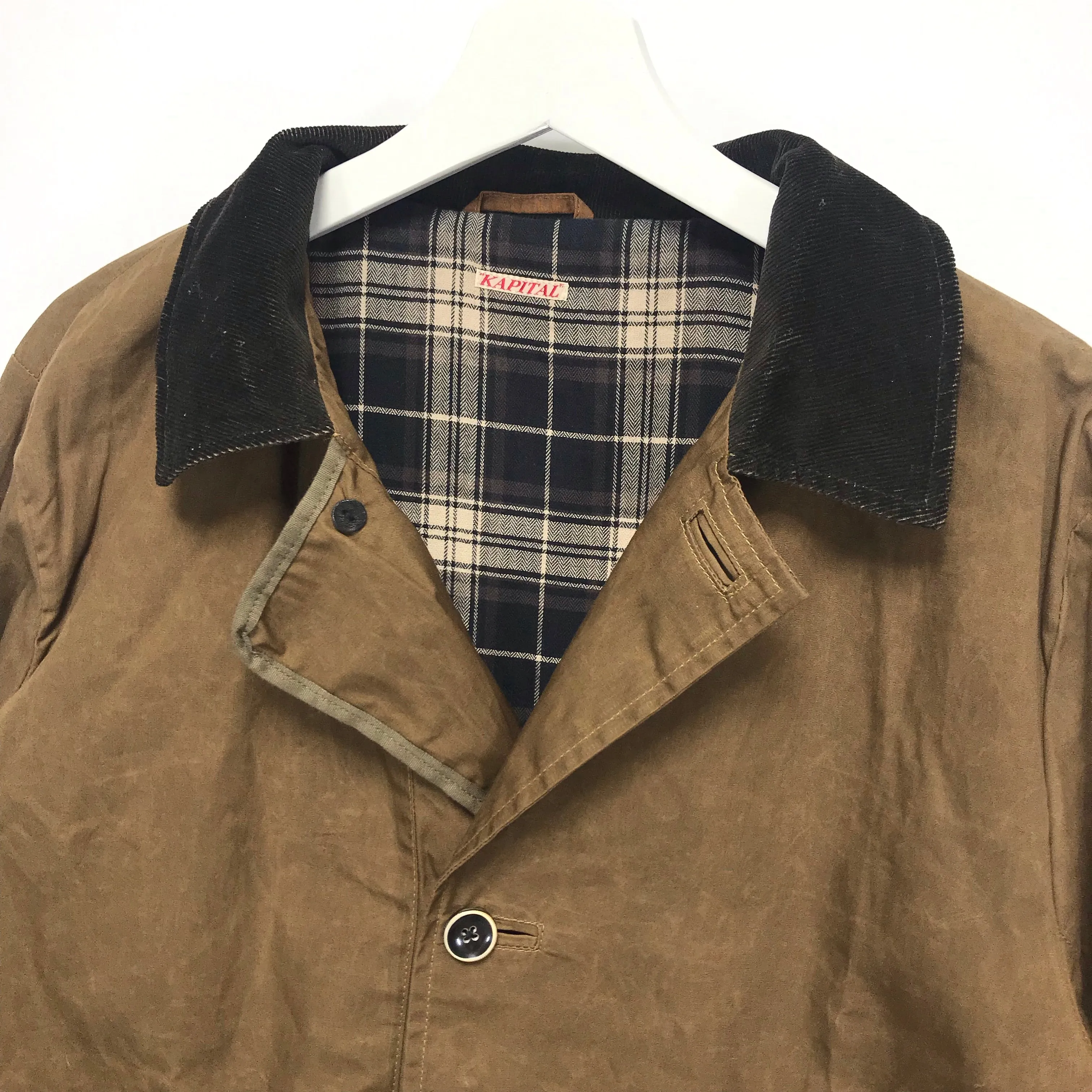 [L] Kapital Waxed Cotton Long Coat Brown