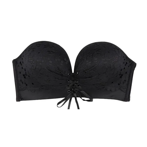 Lace Women Strapless Wireless Super Push Up Bra for Small Breasts - Invisible Backless Seamless Bralette
