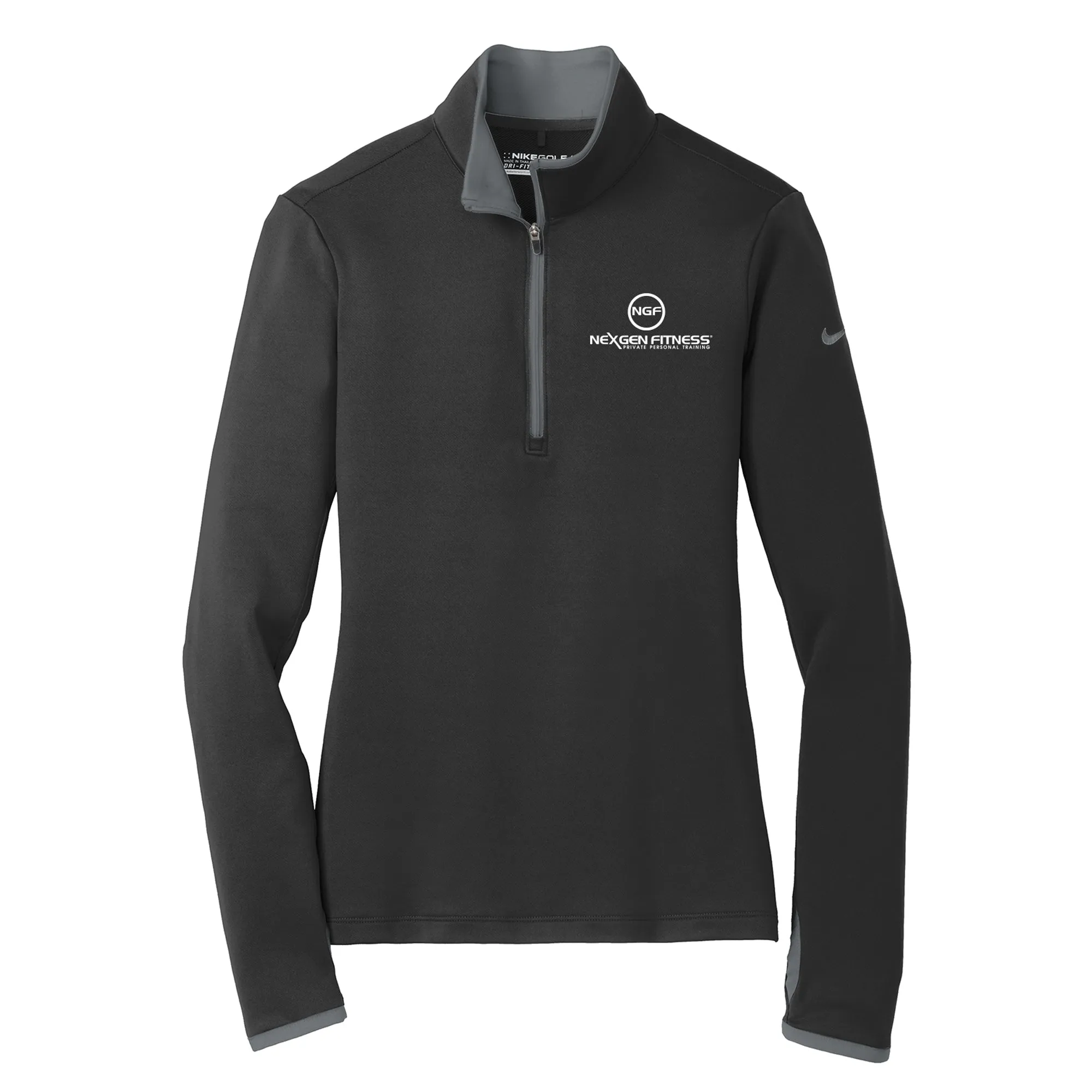 Ladies Nike Golf Dri FIT Stretch Half Zip Cover Up - Black/Dark Grey