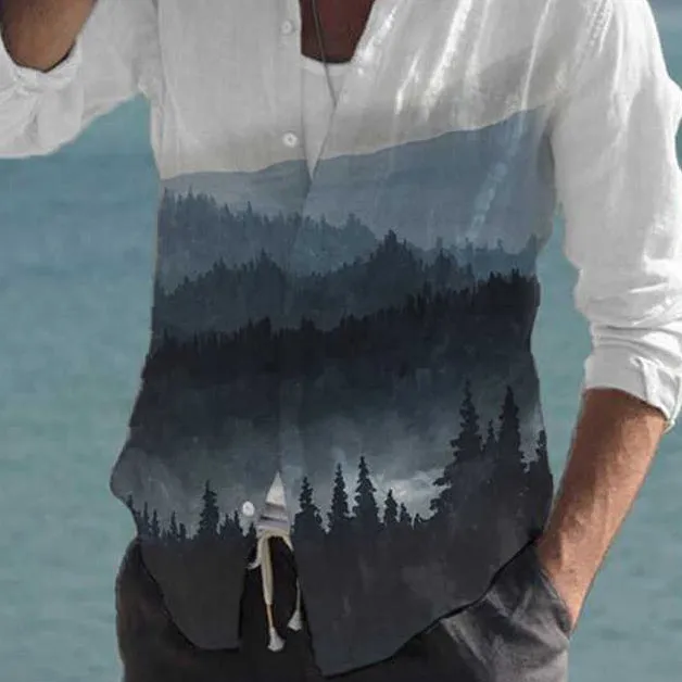 Landscape Pattern Personality Simple Long Sleeve Shirt