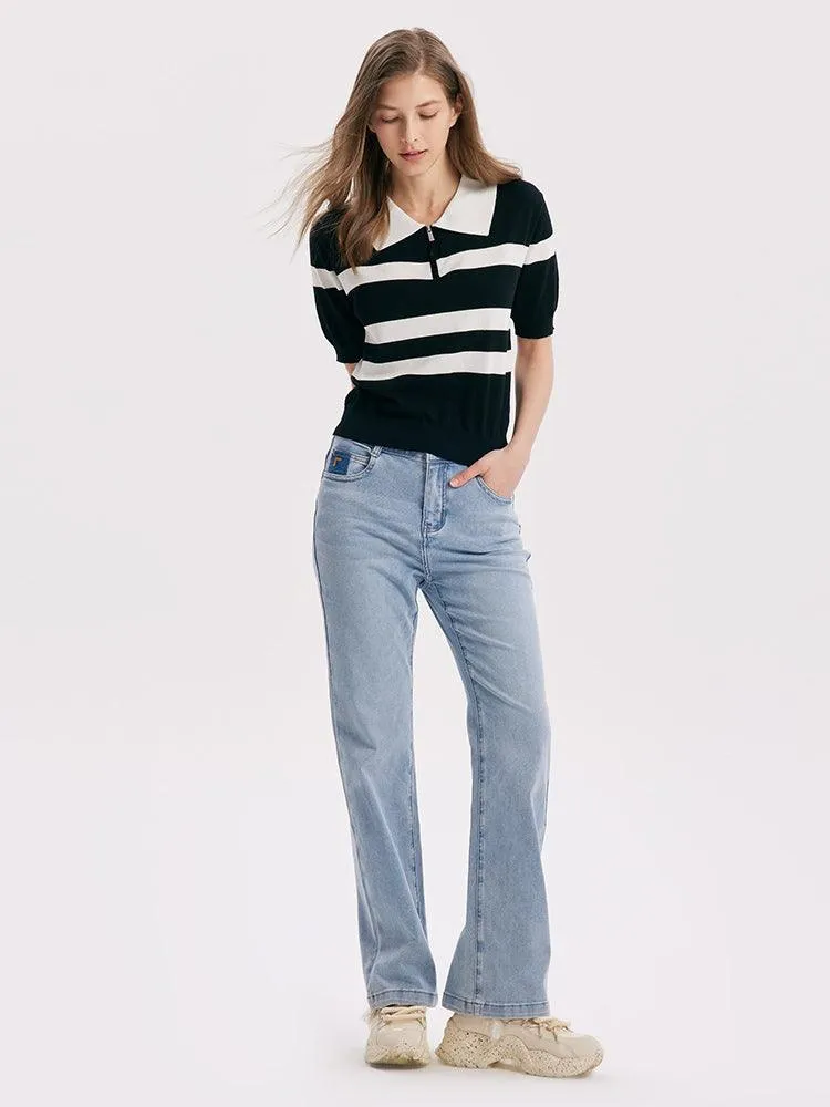 Lapel Stripe Tencel Top