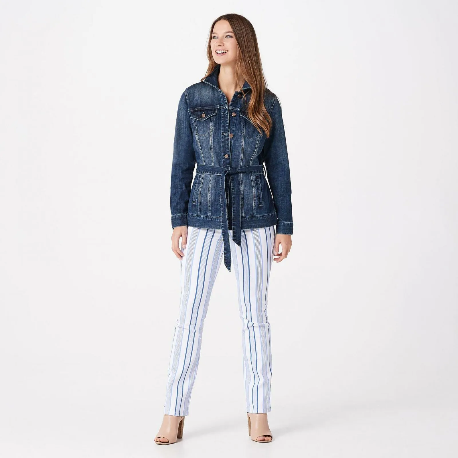 Laurie Felt Women's Classic Denim Belted Jean Jacket