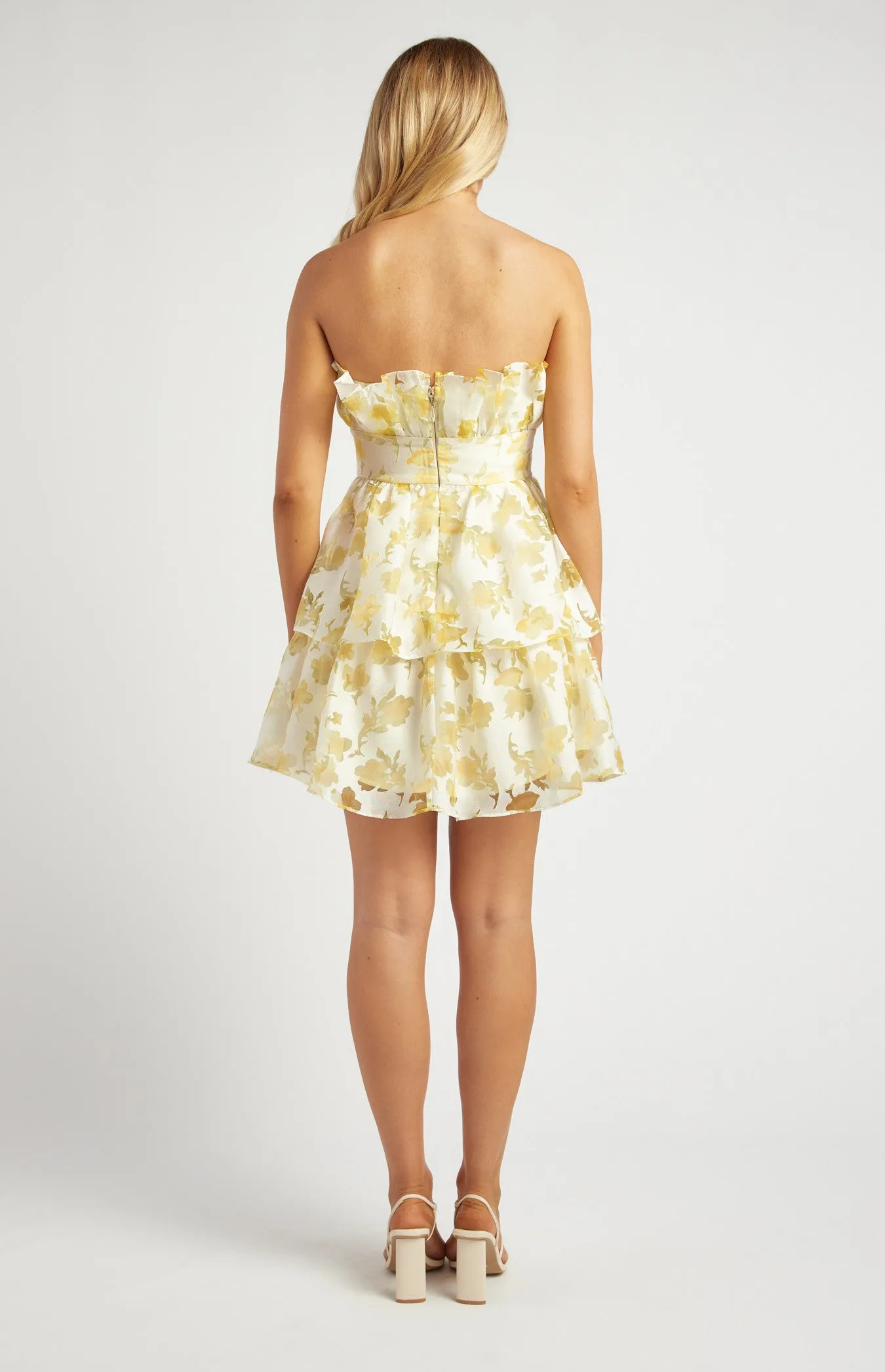 LEMON FLORAL MIDI DRESS