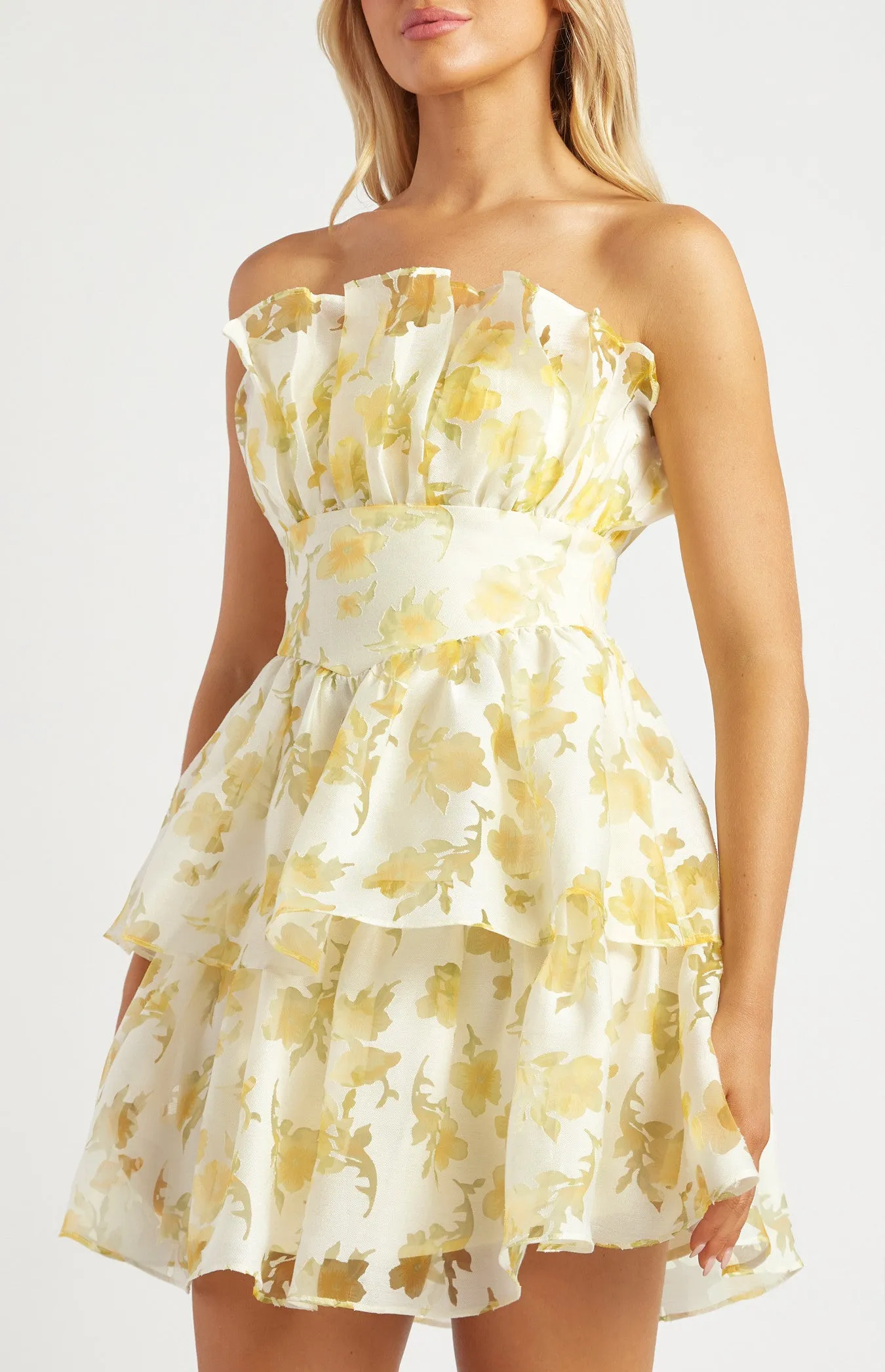 LEMON FLORAL MIDI DRESS