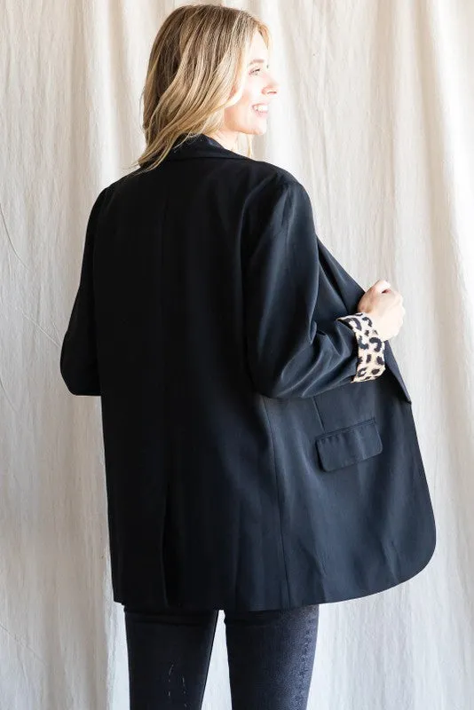 LEOPARD CUFF BLAZER