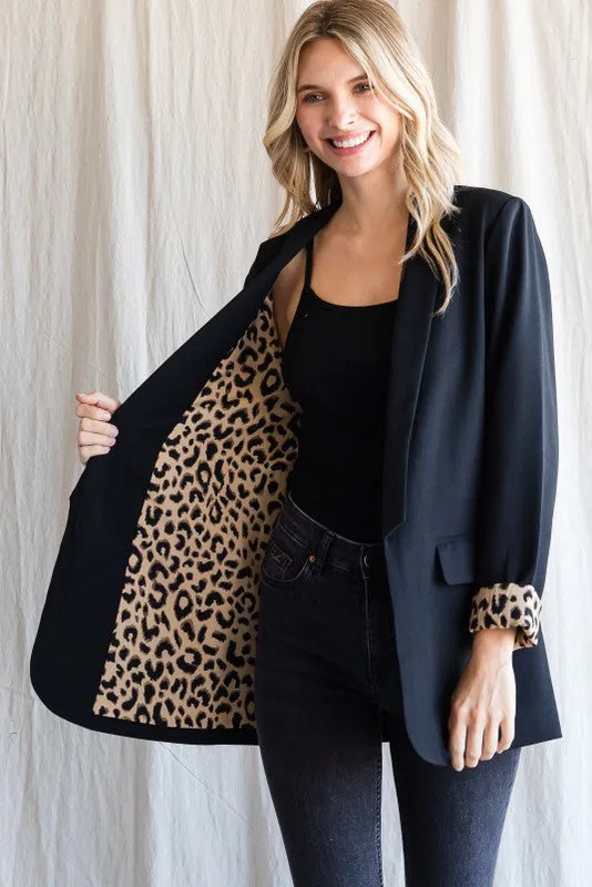 LEOPARD CUFF BLAZER
