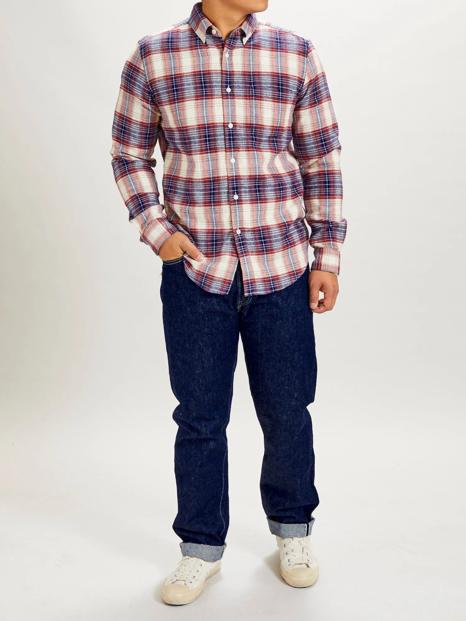 Liber Button-Up Shirt in Red White & Blue