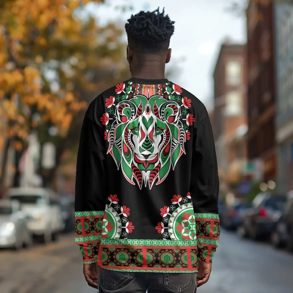 Libya Barbary Lion Long Sleeve Shirt Dashiki Simple Style LT05