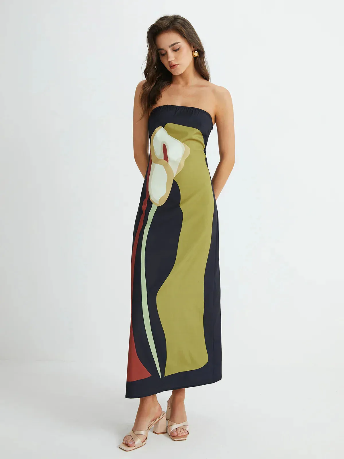 Lilia - Abstract Strapless Maxi Dress