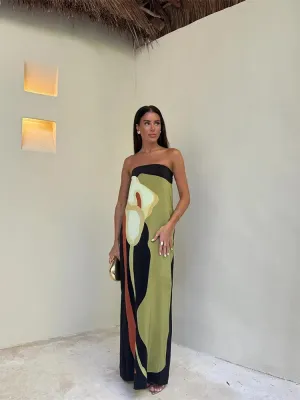 Lilia - Abstract Strapless Maxi Dress