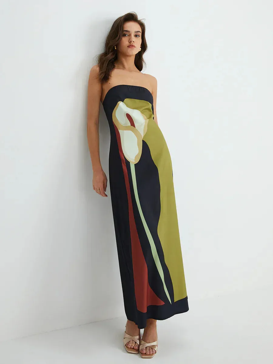 Lilia - Abstract Strapless Maxi Dress