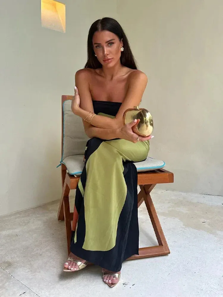 Lilia - Abstract Strapless Maxi Dress