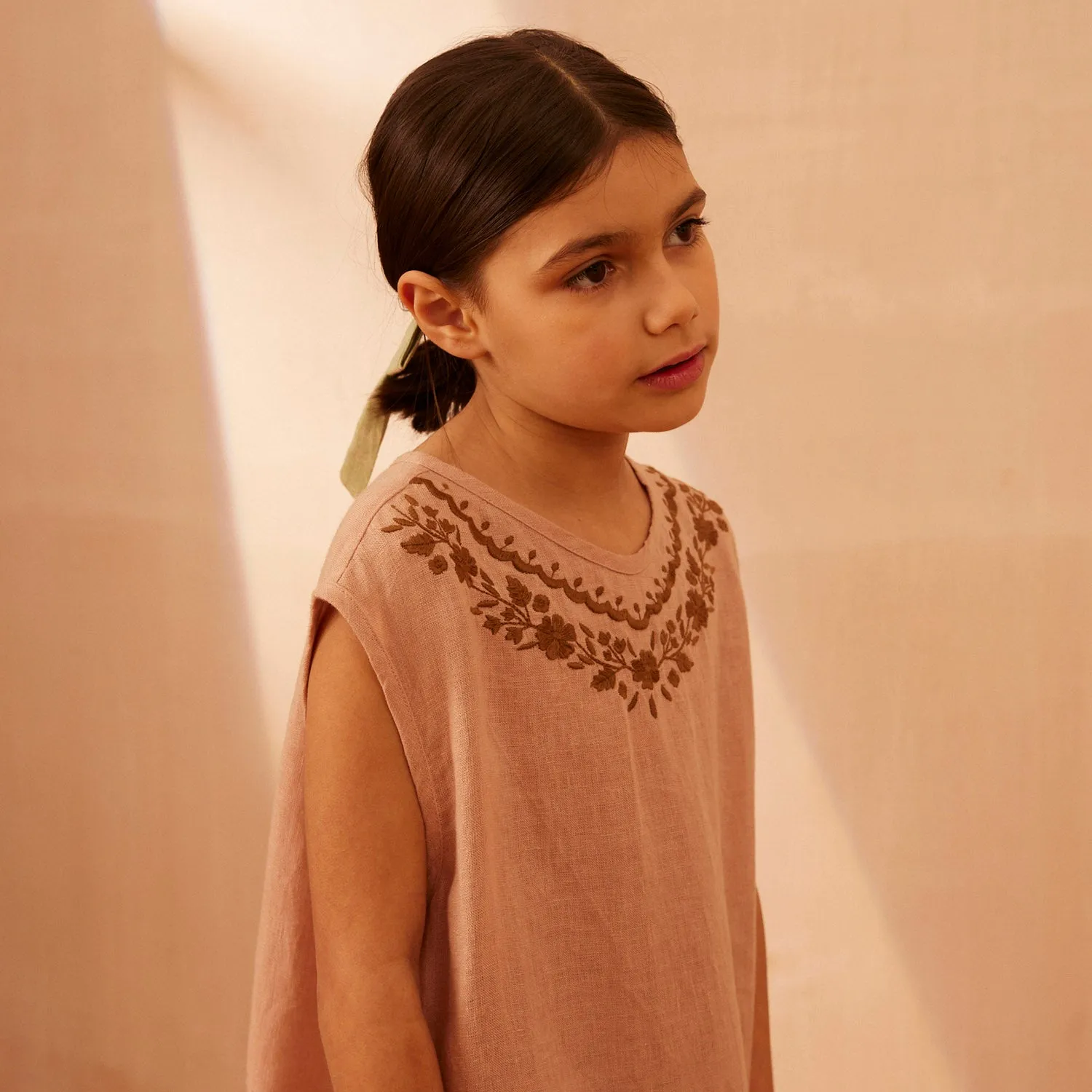Linen Beulah Dress - Rosewater