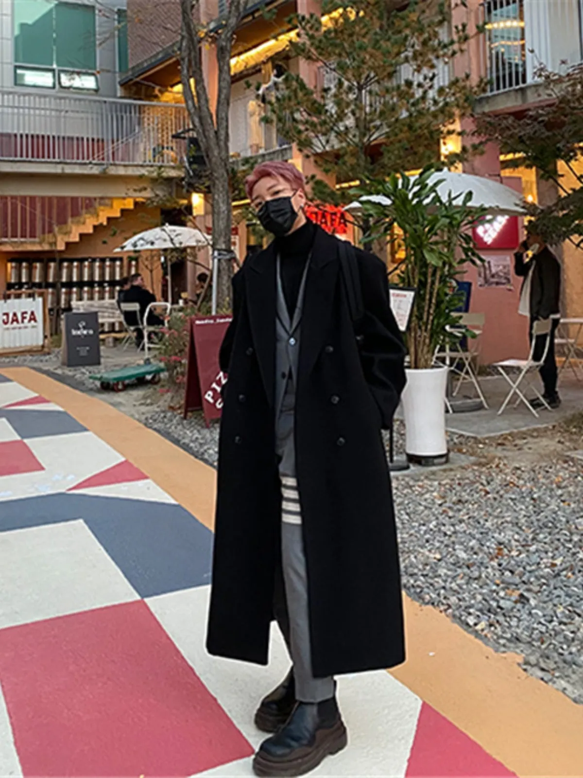 Long Knee-length Woolen Cashmere Coat