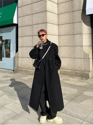 Long Knee-length Woolen Cashmere Coat
