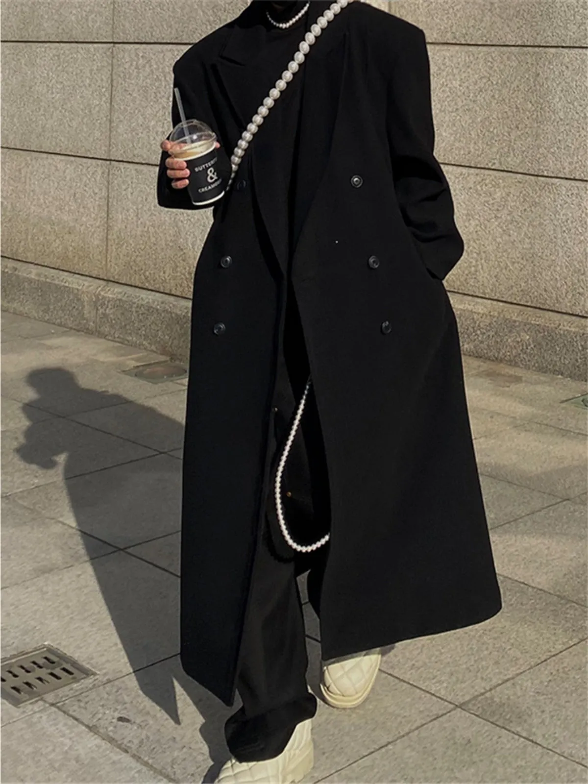 Long Knee-length Woolen Cashmere Coat