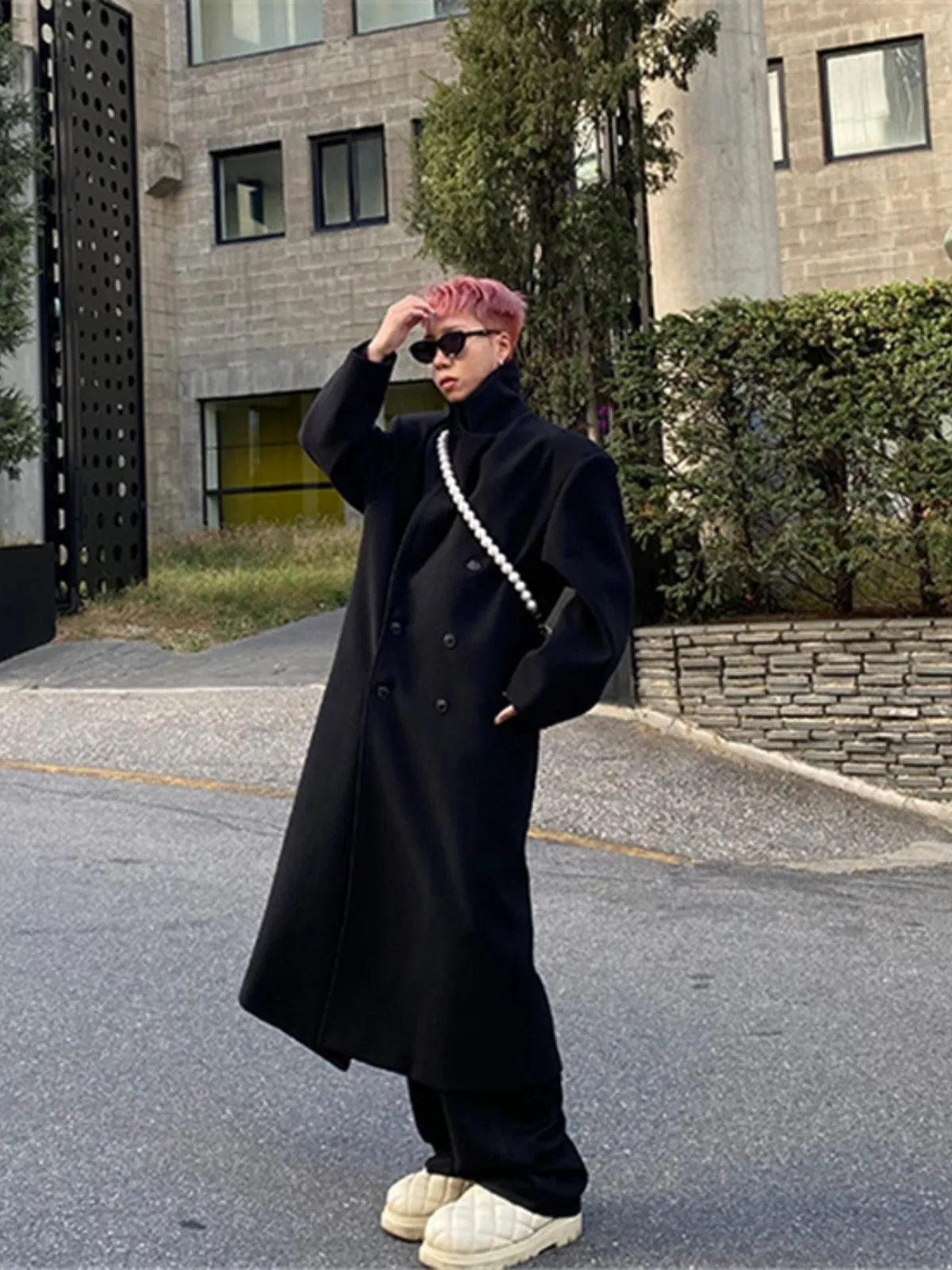 Long Knee-length Woolen Cashmere Coat