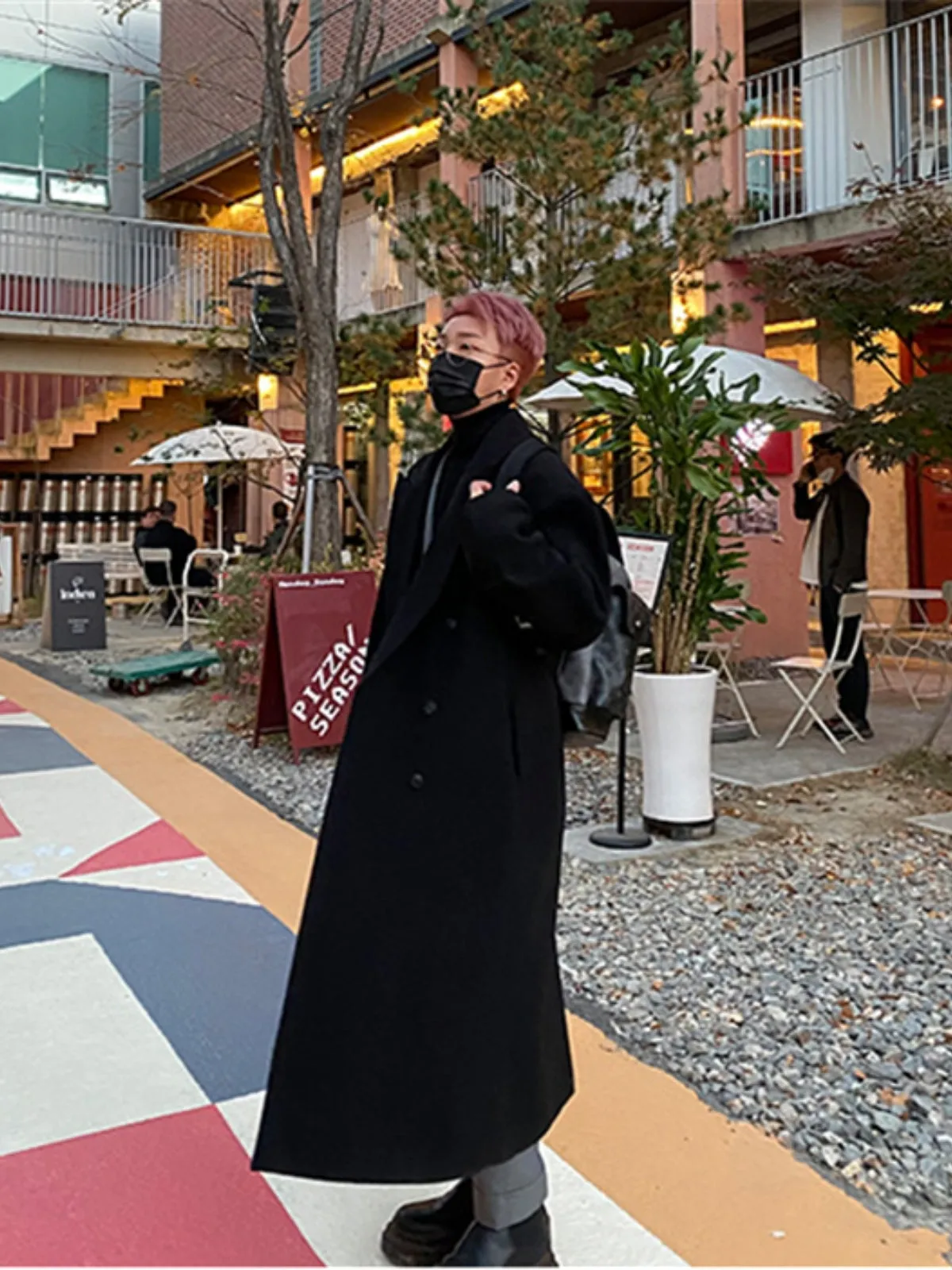 Long Knee-length Woolen Cashmere Coat