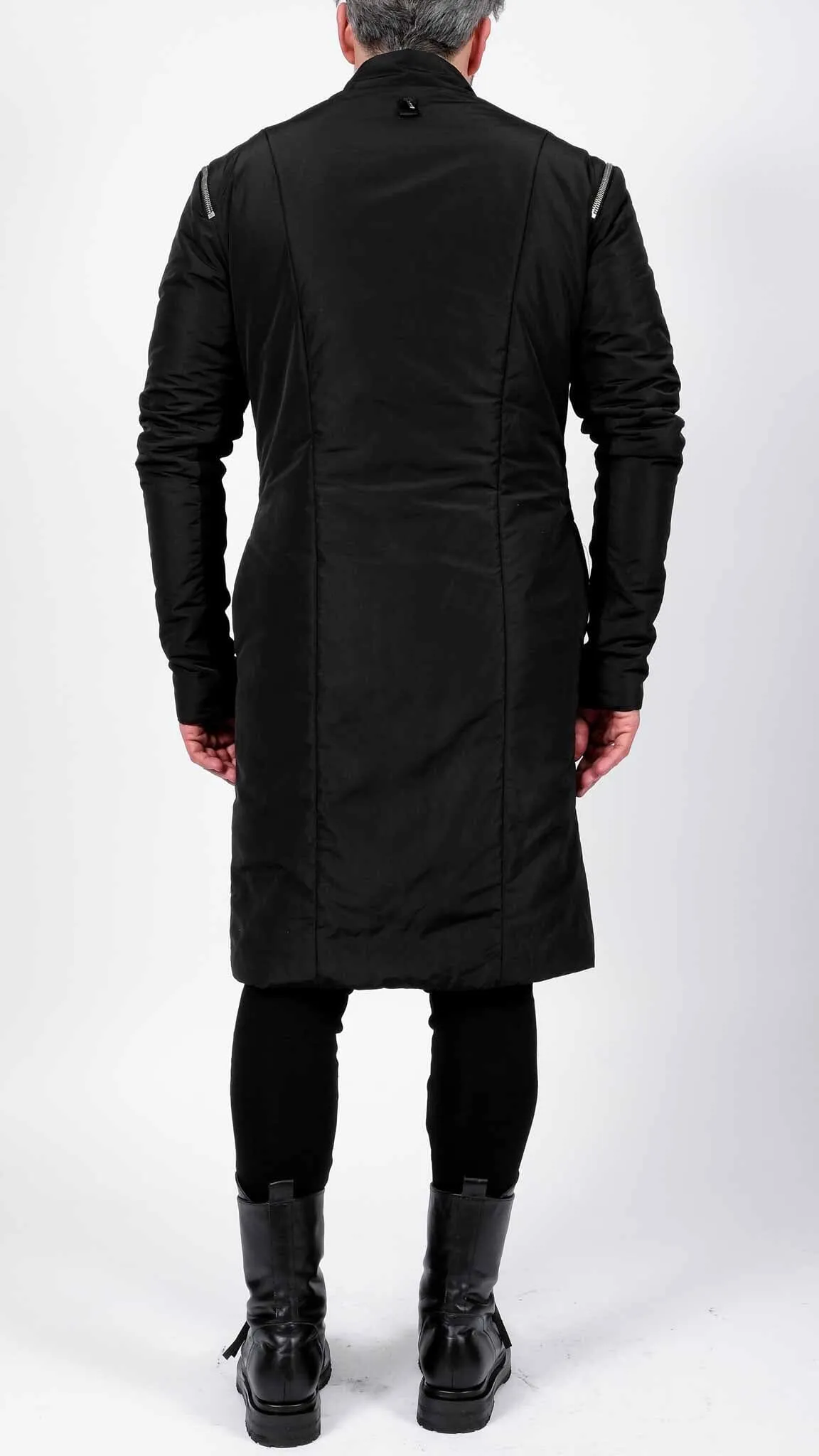 Long Padded Jacket with Zippers