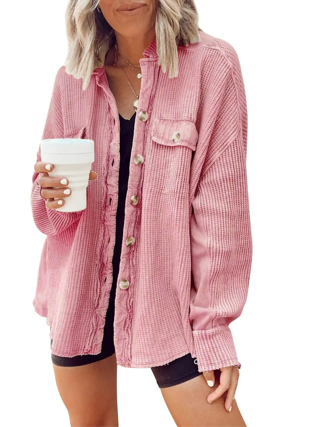Long Sleeve Slouchy Button Up Sweater