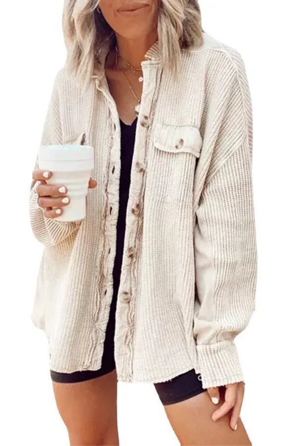 Long Sleeve Slouchy Button Up Sweater