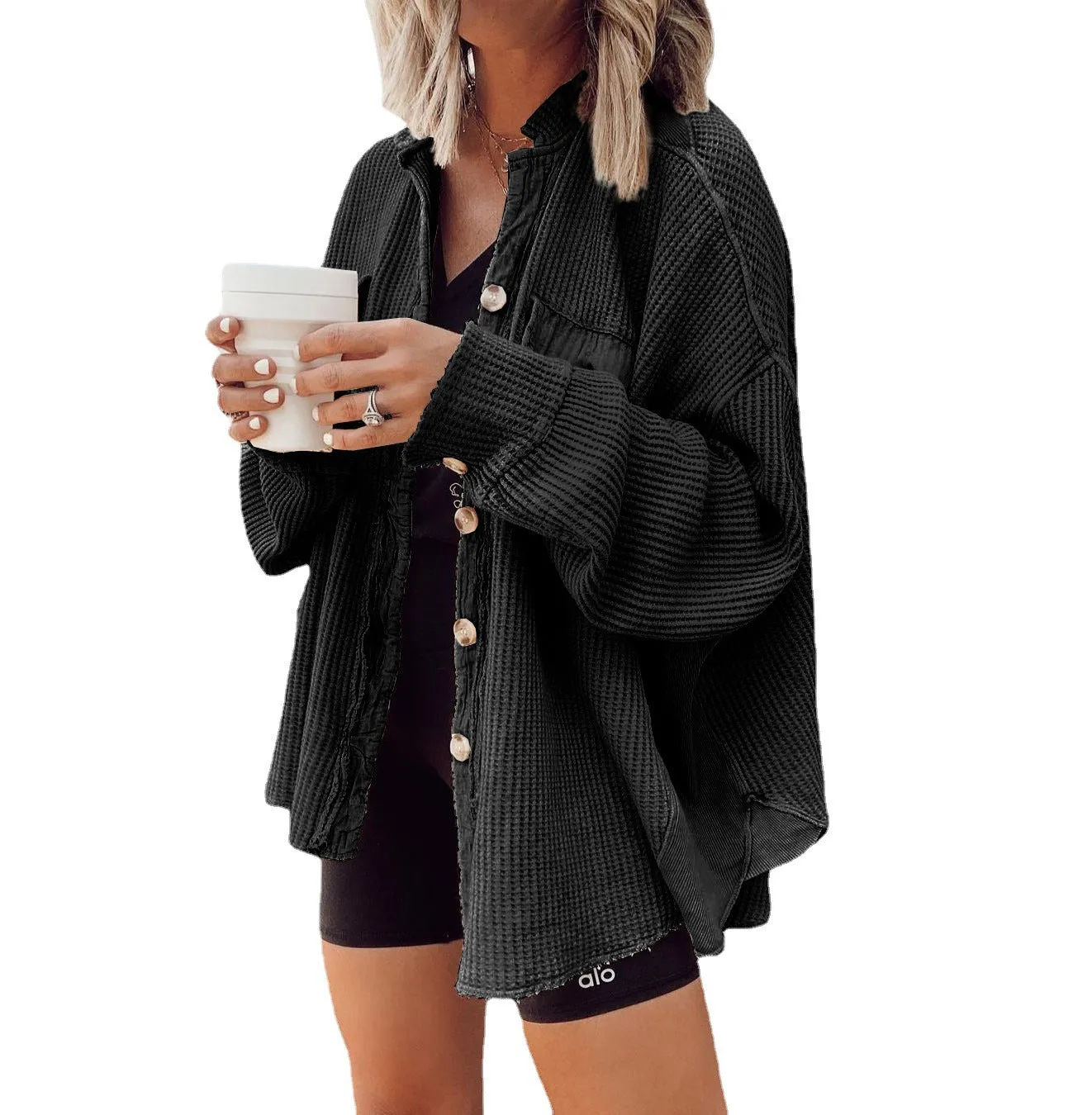 Long Sleeve Slouchy Button Up Sweater