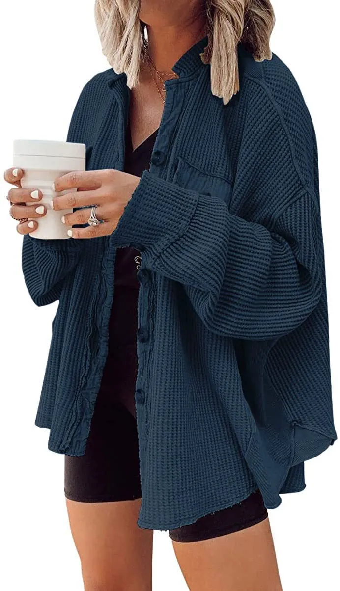 Long Sleeve Slouchy Button Up Sweater