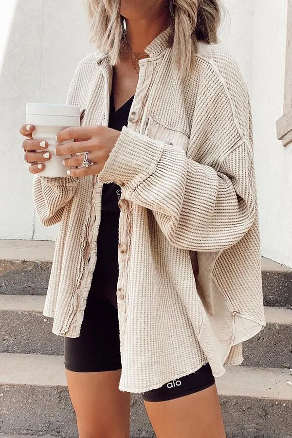 Long Sleeve Slouchy Button Up Sweater