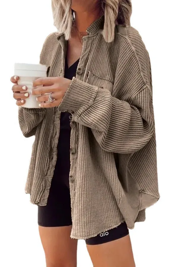 Long Sleeve Slouchy Button Up Sweater