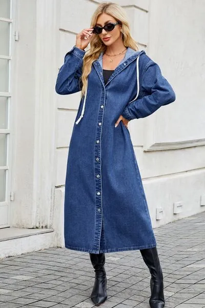 Longline Hooded Denim Jacket