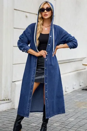 Longline Hooded Denim Jacket
