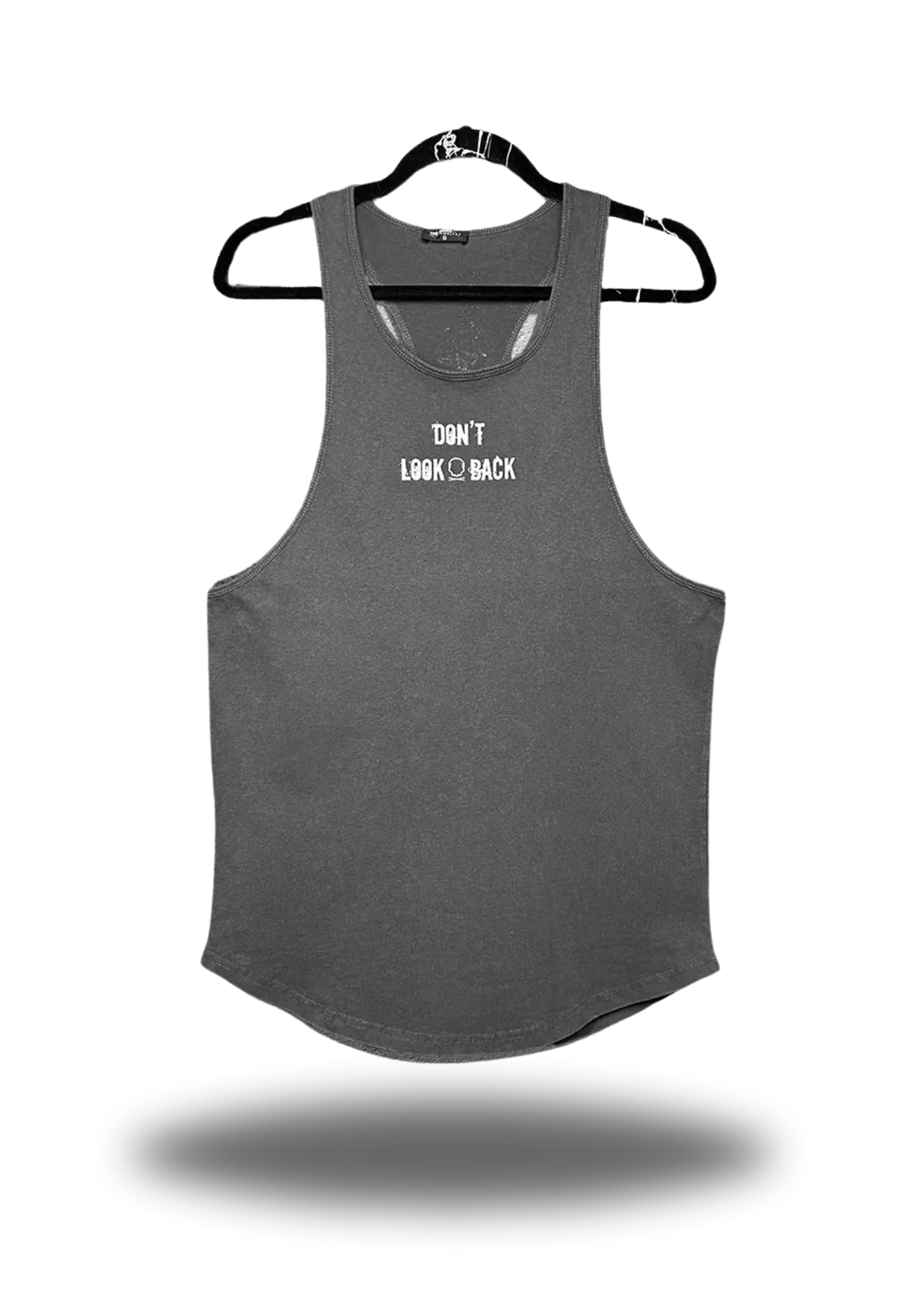 LOOK BACK PREMIUM GREY STRINGER TANK TOP