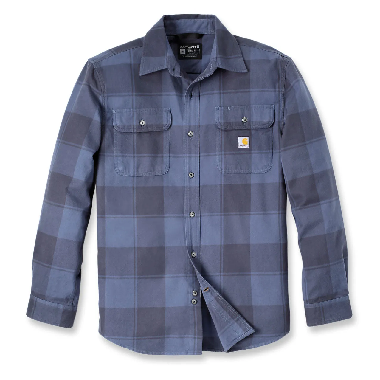 LOOSE FIT HEAVYWEIGHT PLAID FLANNEL SHIRT Navy