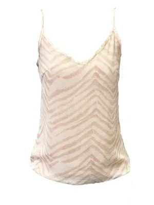 LOVESHACKFANCY Women's Blush Raw Hem Zerba Cami Top $215 NEW